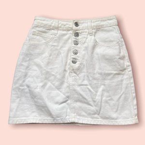Brandy Melville Women's White Denim Brandy Melville Skrit - X-SMALL
